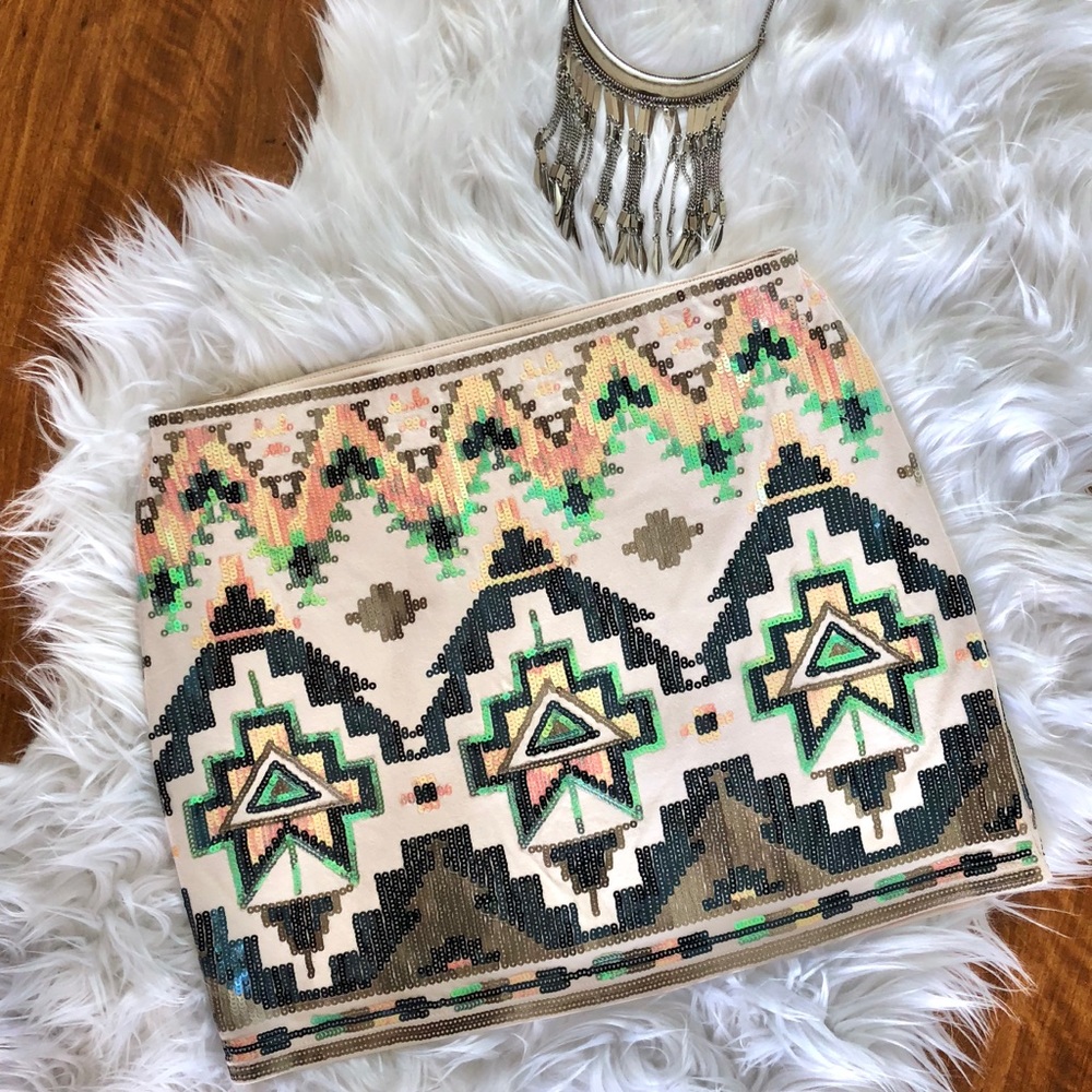 🚫SOLD🚫 Express NWOT Aztec Sequenced Skirt